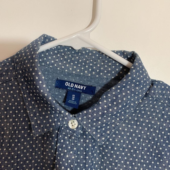 old Navy Blouse Blue Chambray White Polka Dot  XS. - Picture 6 of 8